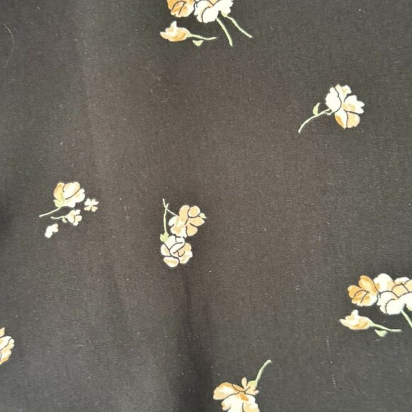 OAK + FORT Black Midi Dress with Pink Flower Print and Batwing Sleeves - Picture 6 of 6